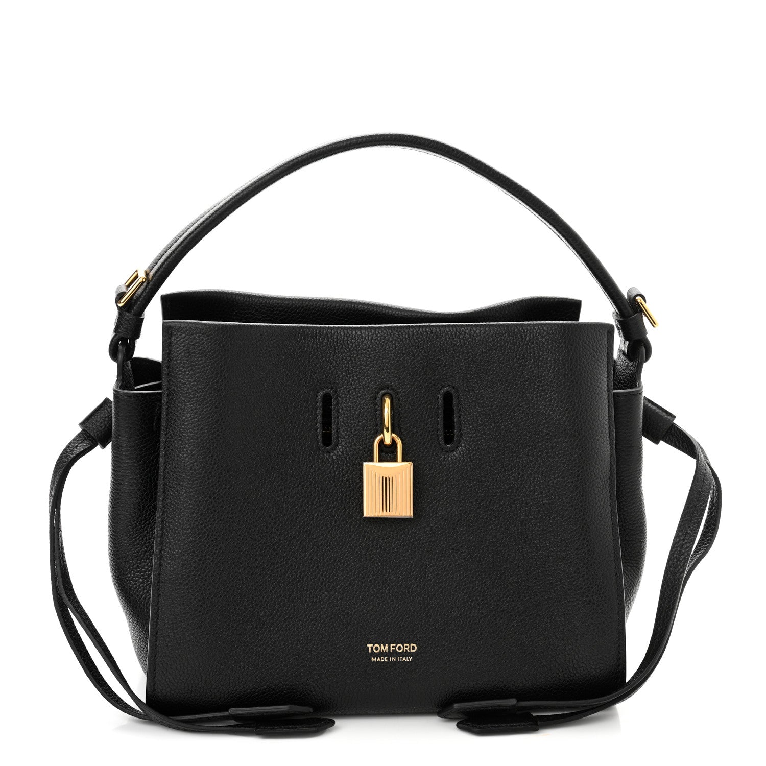 Tom Ford Grained Calfskin Small Padlock Top Handle Bag Black 1 of 11