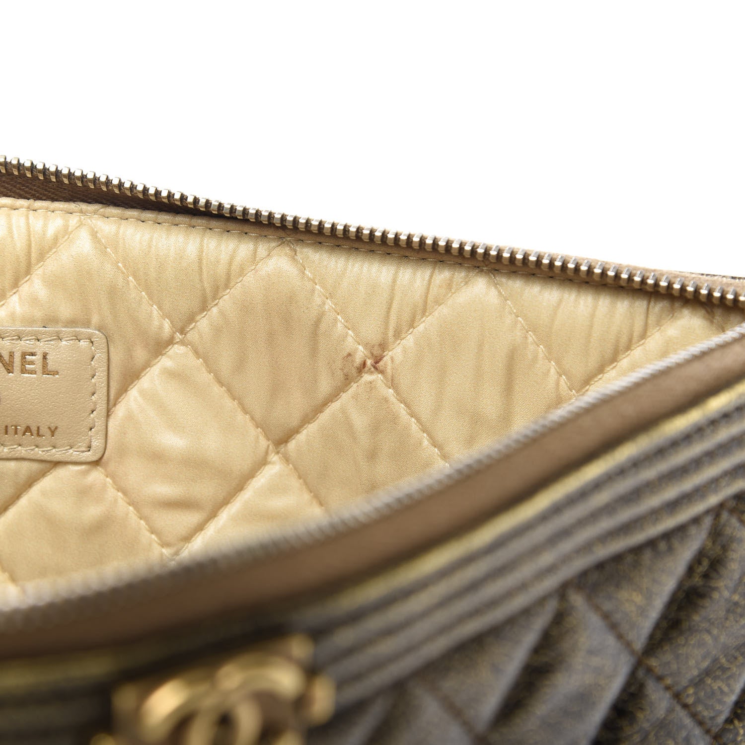 Chanel Cracked Metallic Calfskin Quilted Medium Boy Cosmetic Case Gold 9 of 9