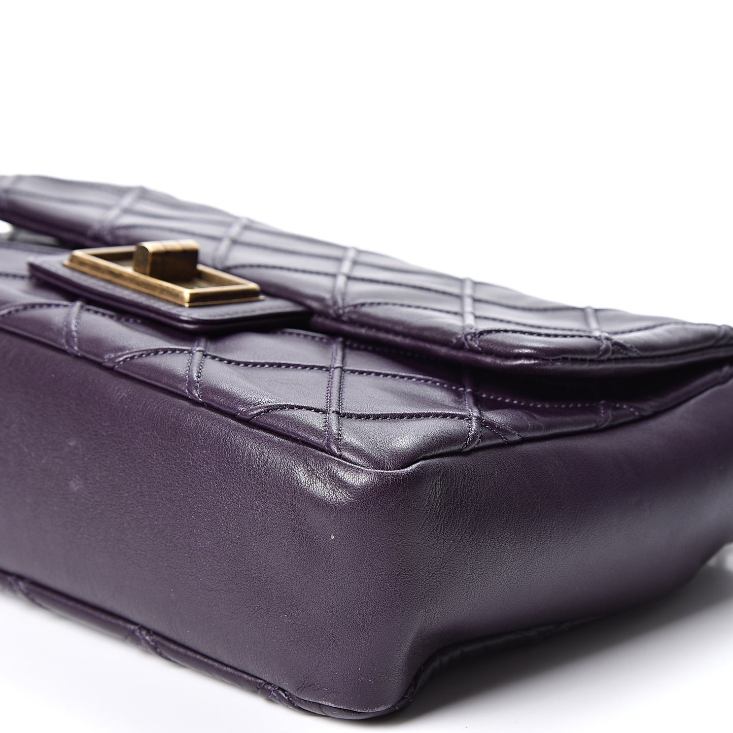 Calfskin Diamond Debossed Medium Cosmos Flap Purple