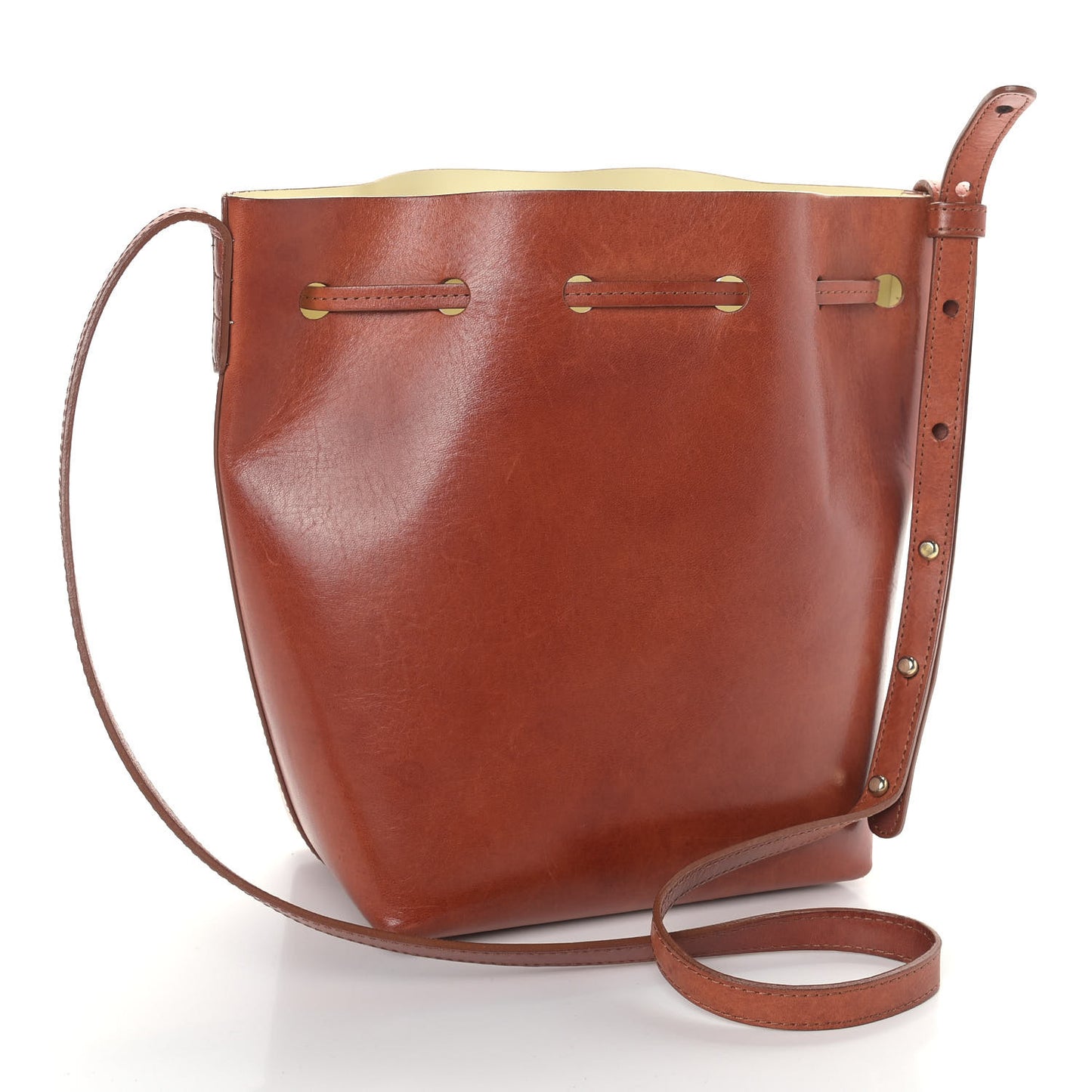 Vegetable Tanned Calfskin Mini Bucket Bag Brandy Natural