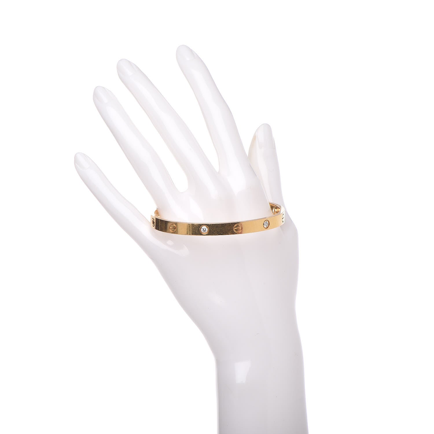 Cartier 18K Yellow Gold 4 Diamond LOVE Bracelet 19 2 of 6