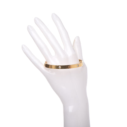 Cartier 18K Yellow Gold 4 Diamond LOVE Bracelet 19 2 of 6