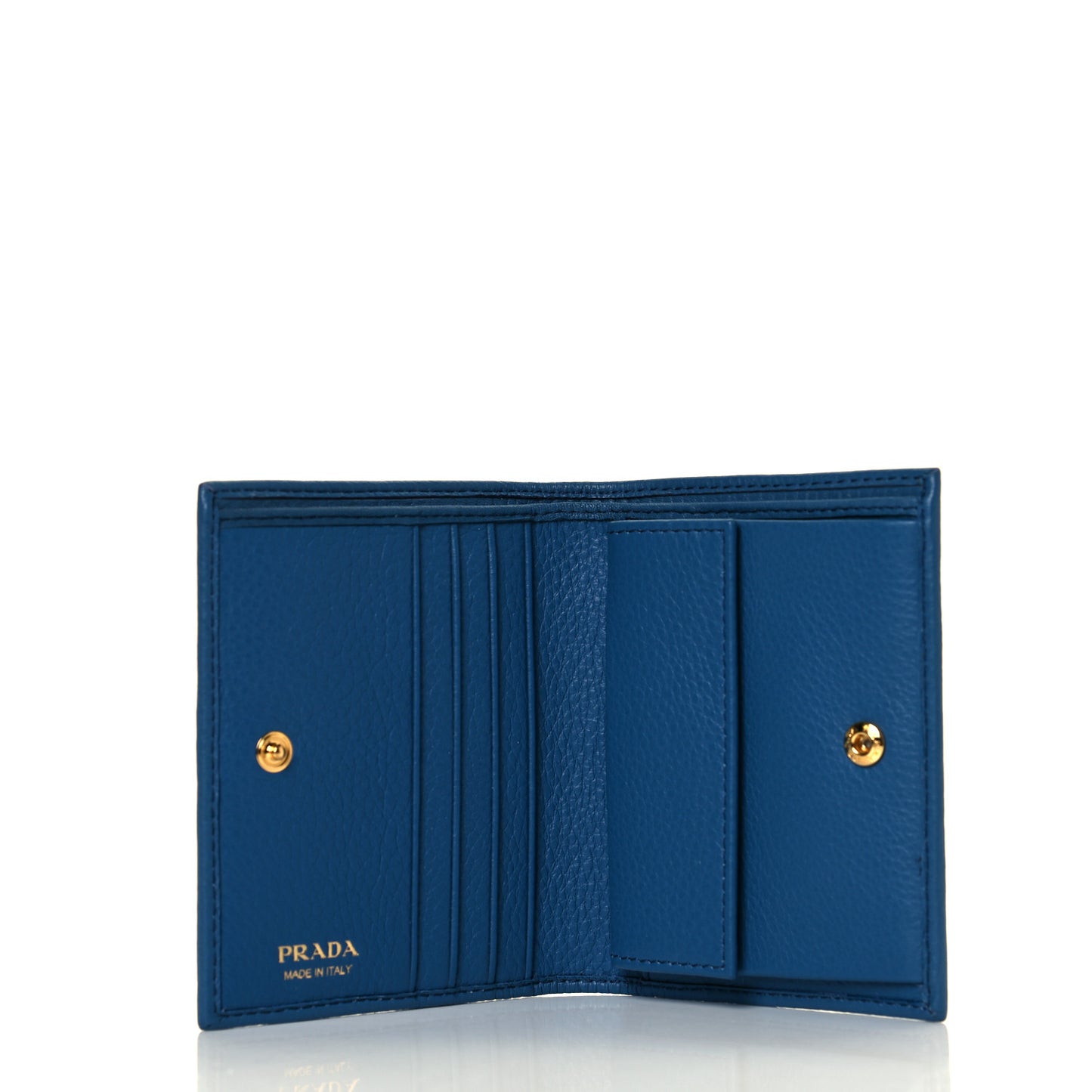 Vitello Grain Bi-Fold Wallet Bluette