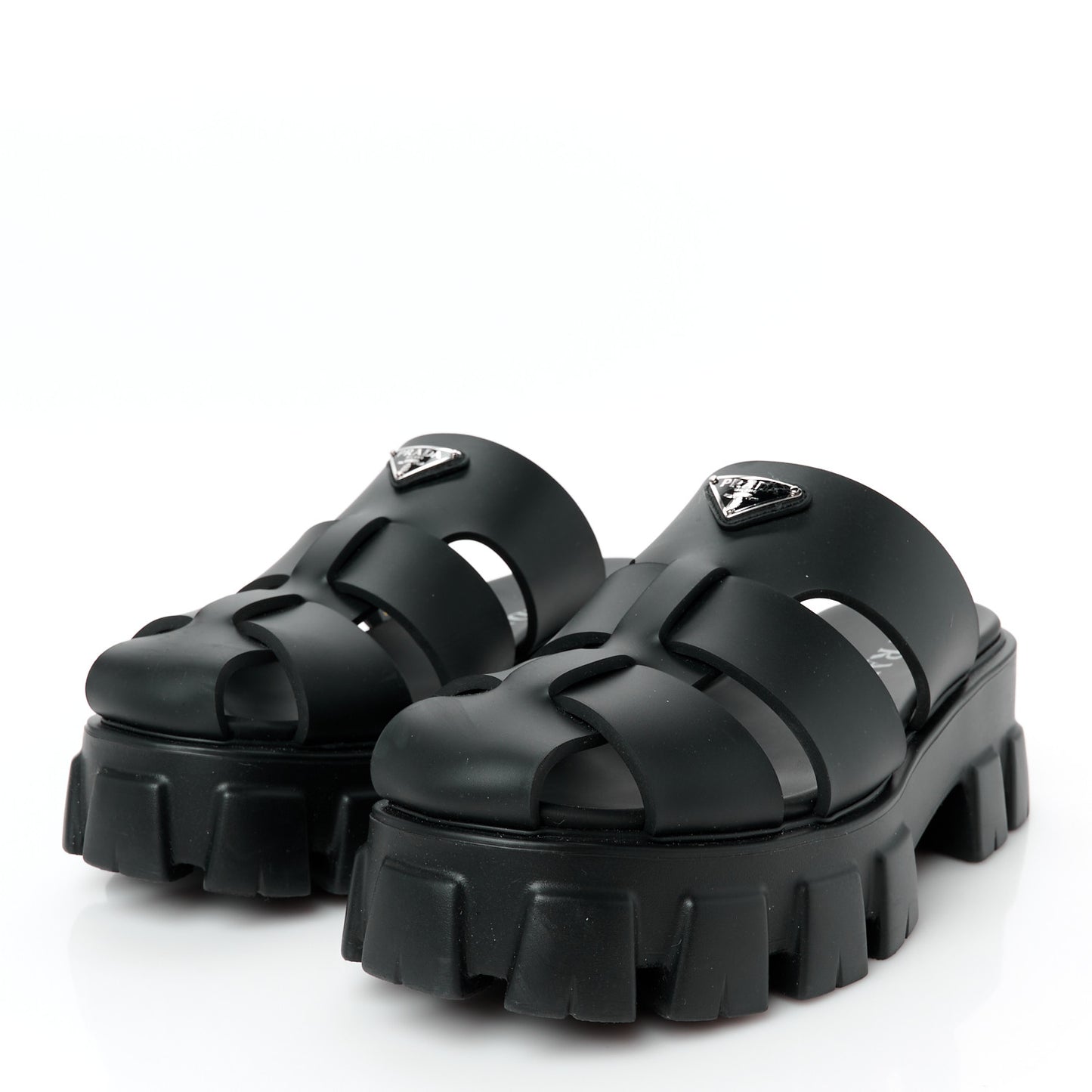 Foam Rubber Triangle Logo Monolith 55mm Cage Sandals 41 Black