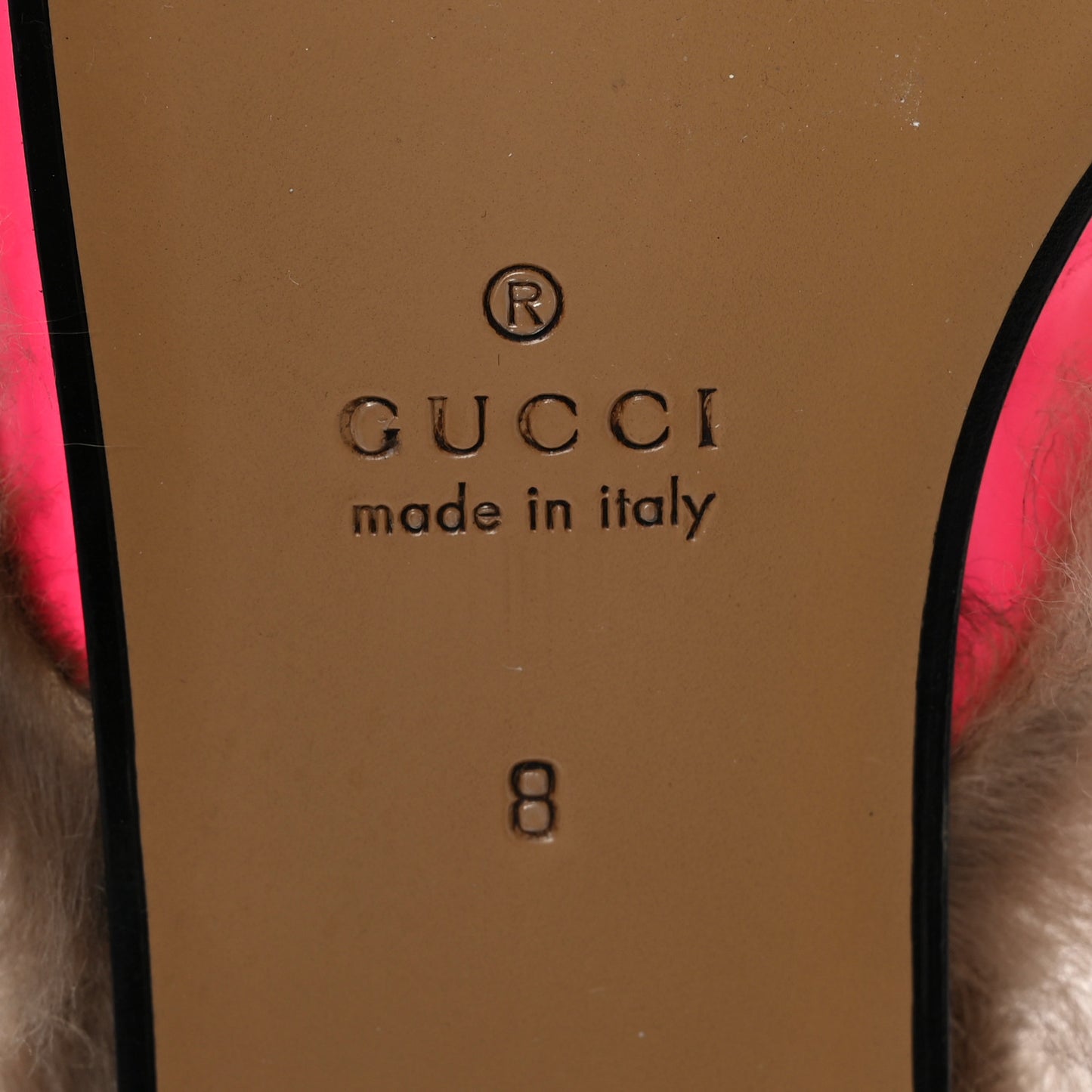 Calfskin Fur Mens Princetown Slippers 8 Fuxia Fluo Natural