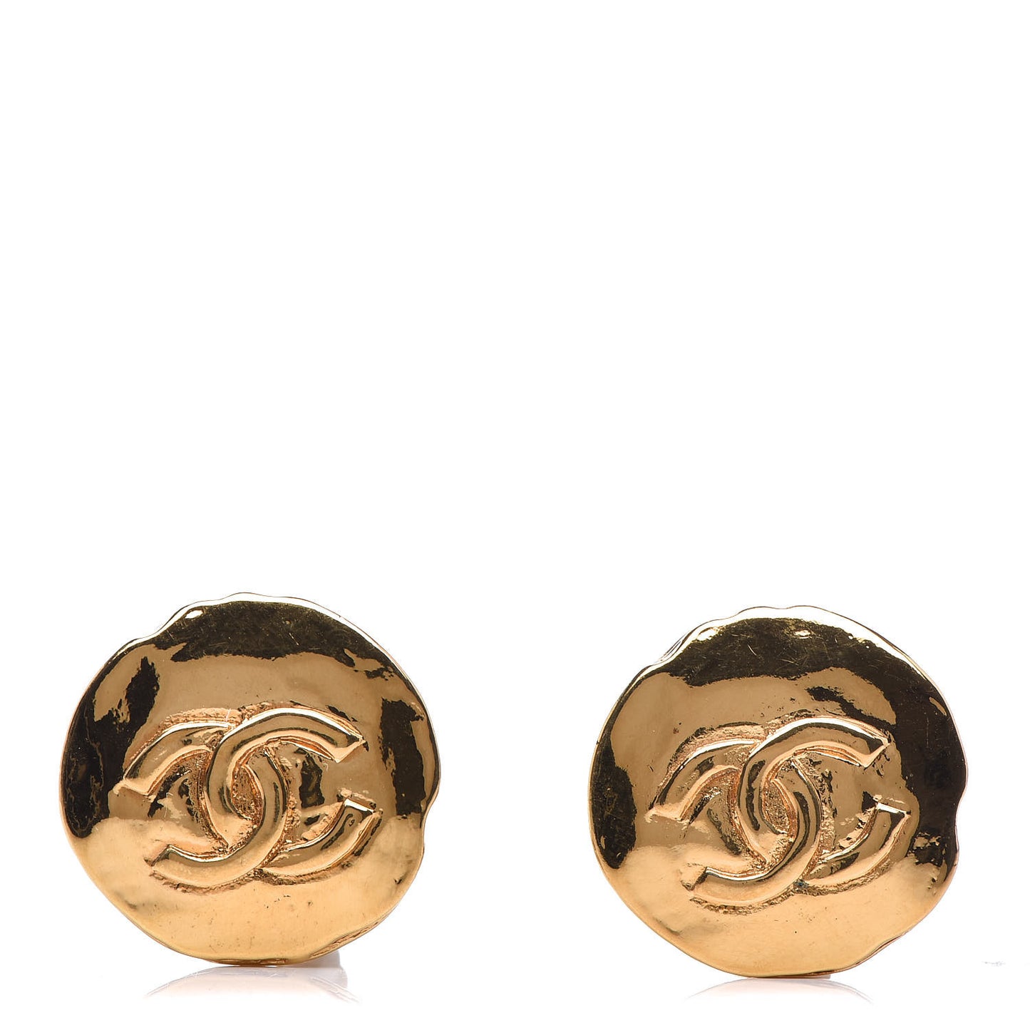 Round CC Clip On Earrings Gold