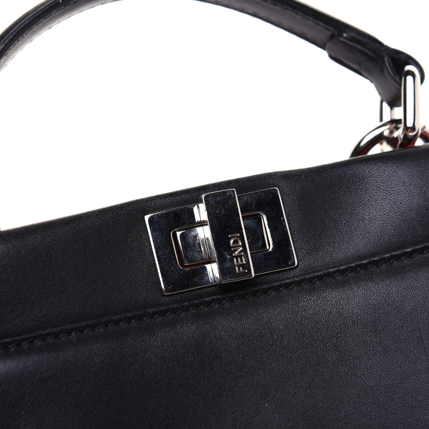 Fendi Nappa Karung Monster Eyes Mini Peekaboo Iconic Satchel Black Papavero 16 of 23