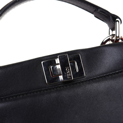Fendi Nappa Karung Monster Eyes Mini Peekaboo Iconic Satchel Black Papavero 16 of 23
