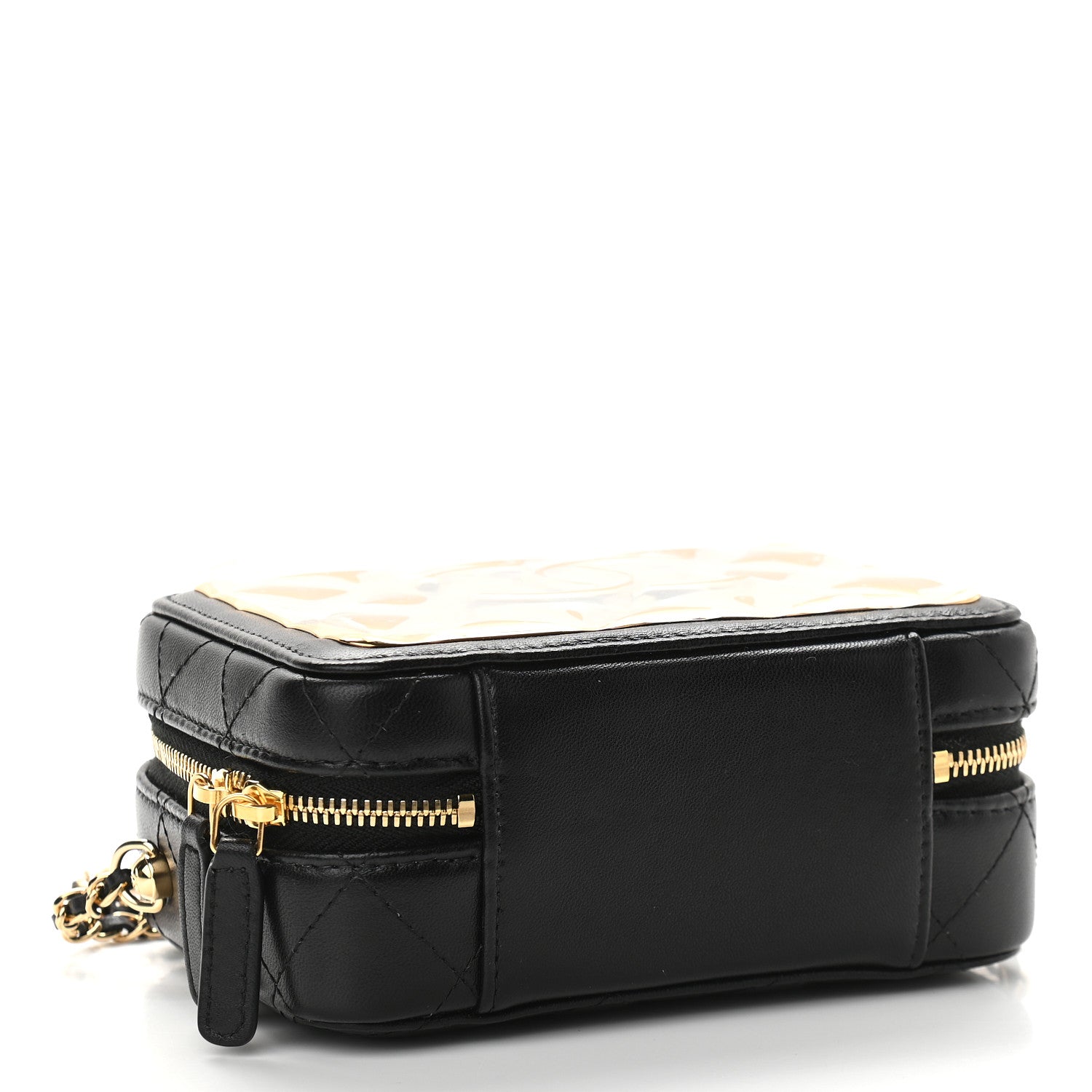 Chanel Lambskin Quilted Golden Plate Clutch With Chain Black 4 of 9
