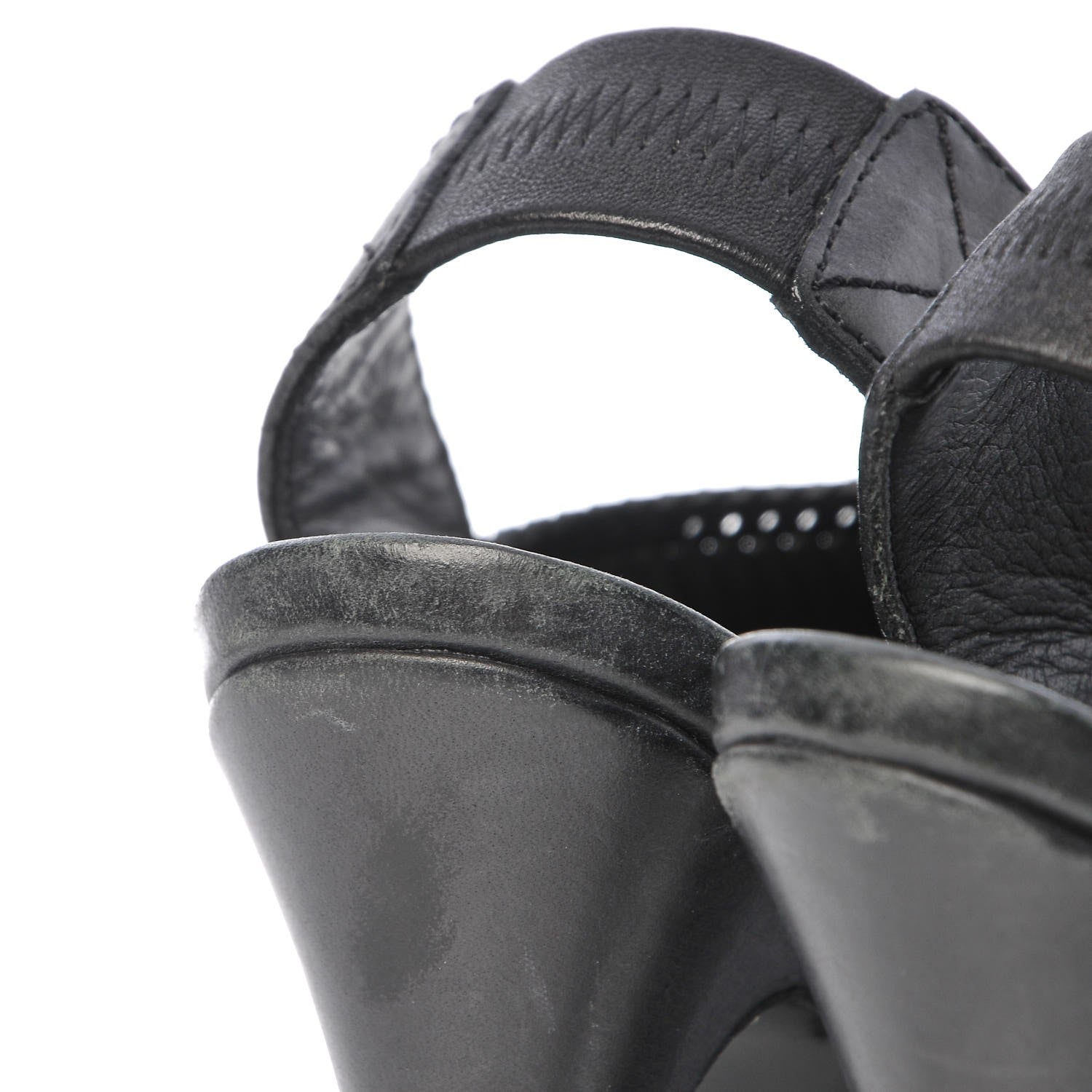 Saint Laurent Calfskin Woven Platform Sandals 36.5 Black 10 of 12