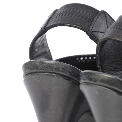 Saint Laurent Calfskin Woven Platform Sandals 36.5 Black 10 of 12