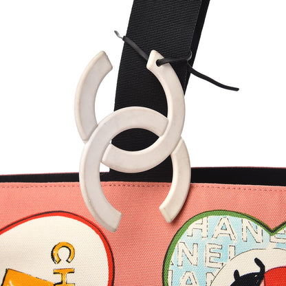 Chanel Canvas Coco Hearts Print Tote Multi 8 of 13