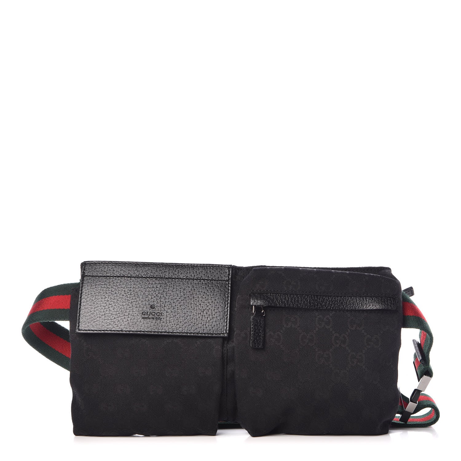 Gucci GG Monogram Web Double Pocket Belt Bag Black 1 of 10