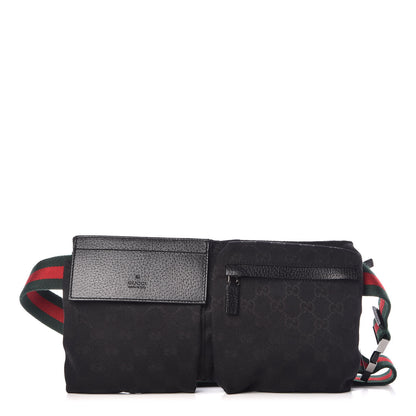 Gucci GG Monogram Web Double Pocket Belt Bag Black 1 of 10