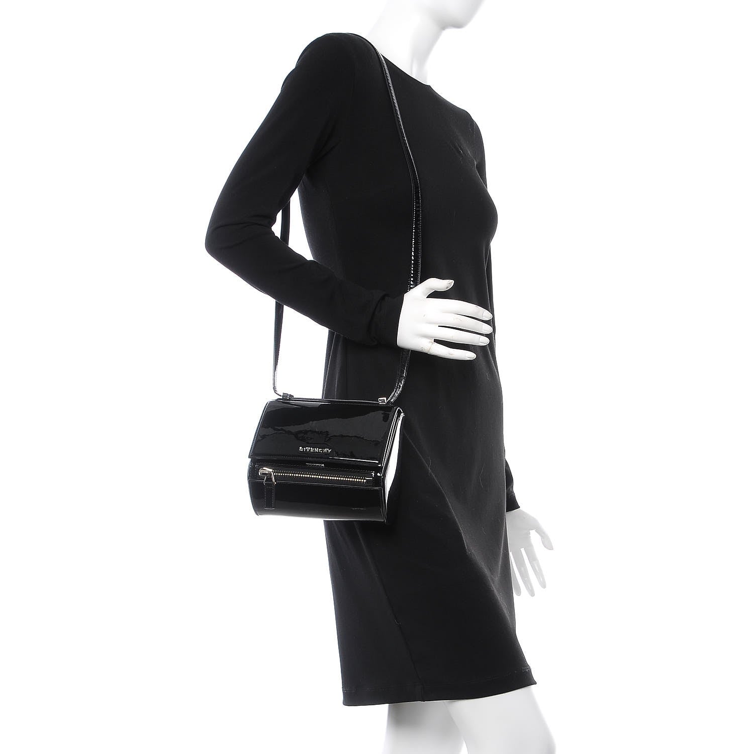 Givenchy Patent Calfskin Mini Pandora Box Crossbody Bag Black 2 of 7