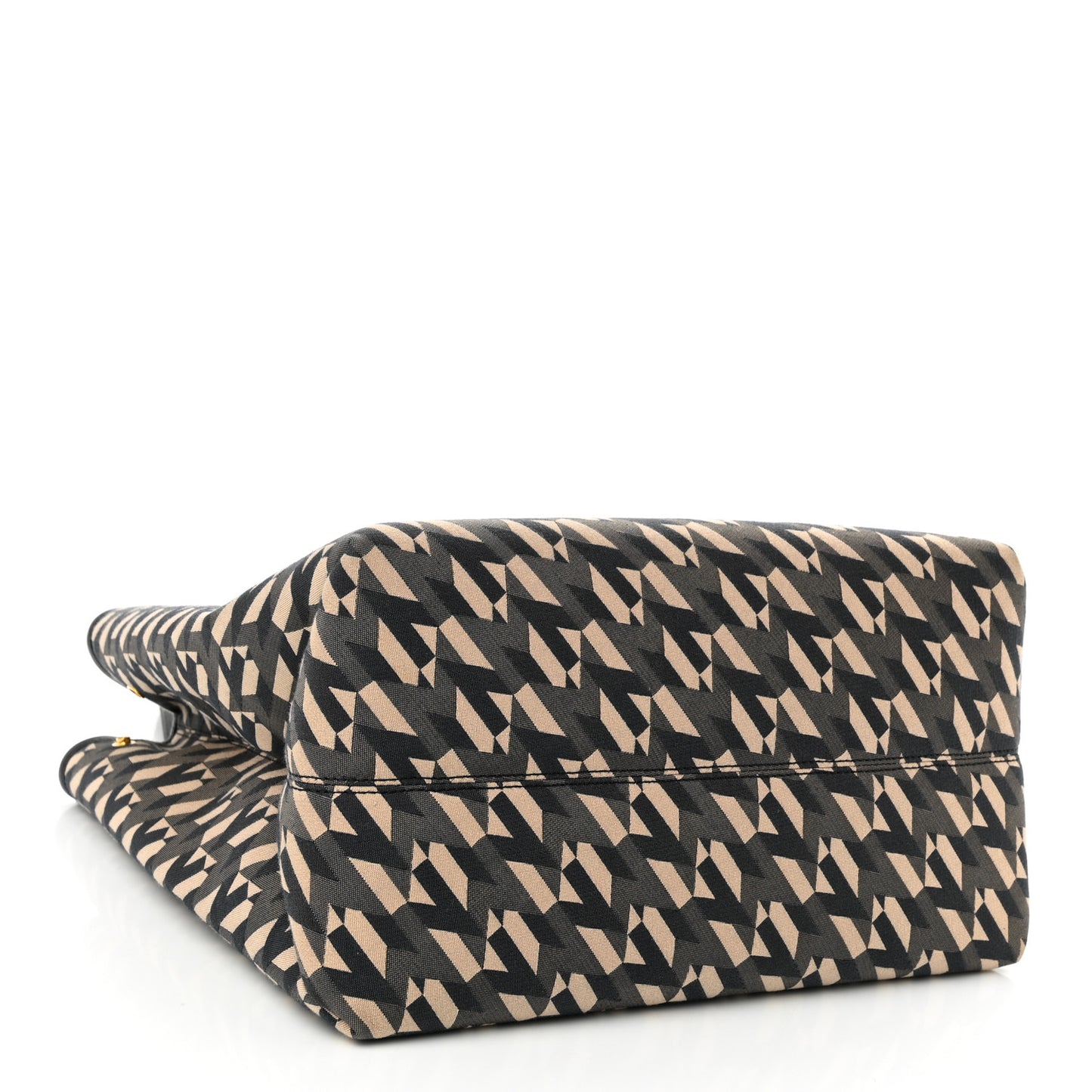 Econyl Nylon Jacquard Calfskin Monogram Shopper Tote Black