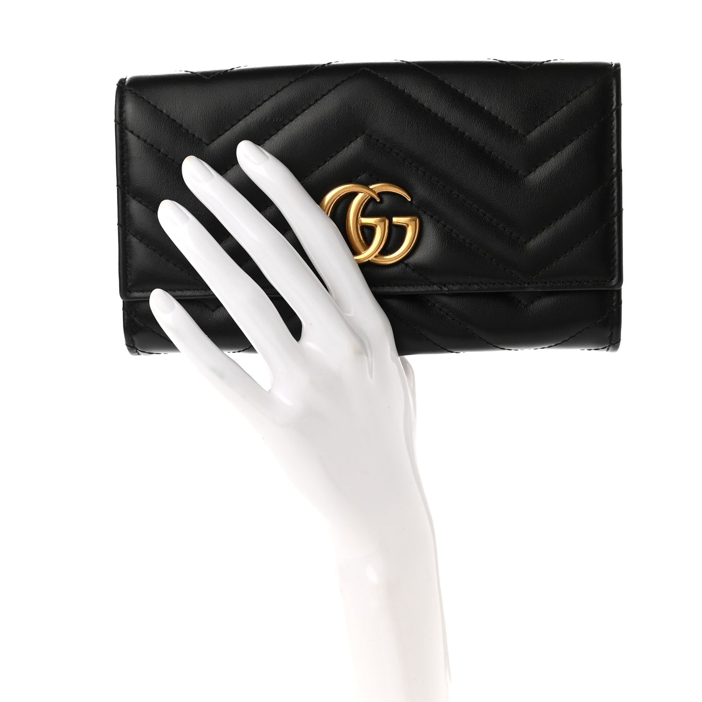 Calfskin Matelasse GG Marmont Continental Wallet Black