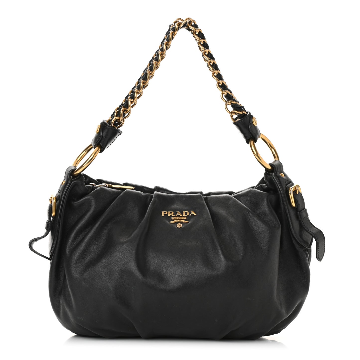 Soft Calf Pleated Hobo Black