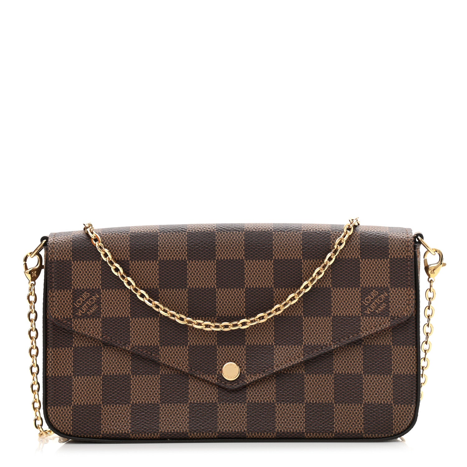 Louis Vuitton Damier Ebene Pochette Felicie Chain Wallet 3 of 9