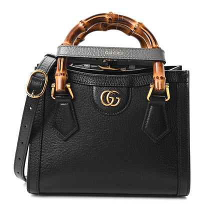 Gucci Textured Dollar Calfskin Web Mini Diana Tote Bag Black Dusty Grey 1 of 10