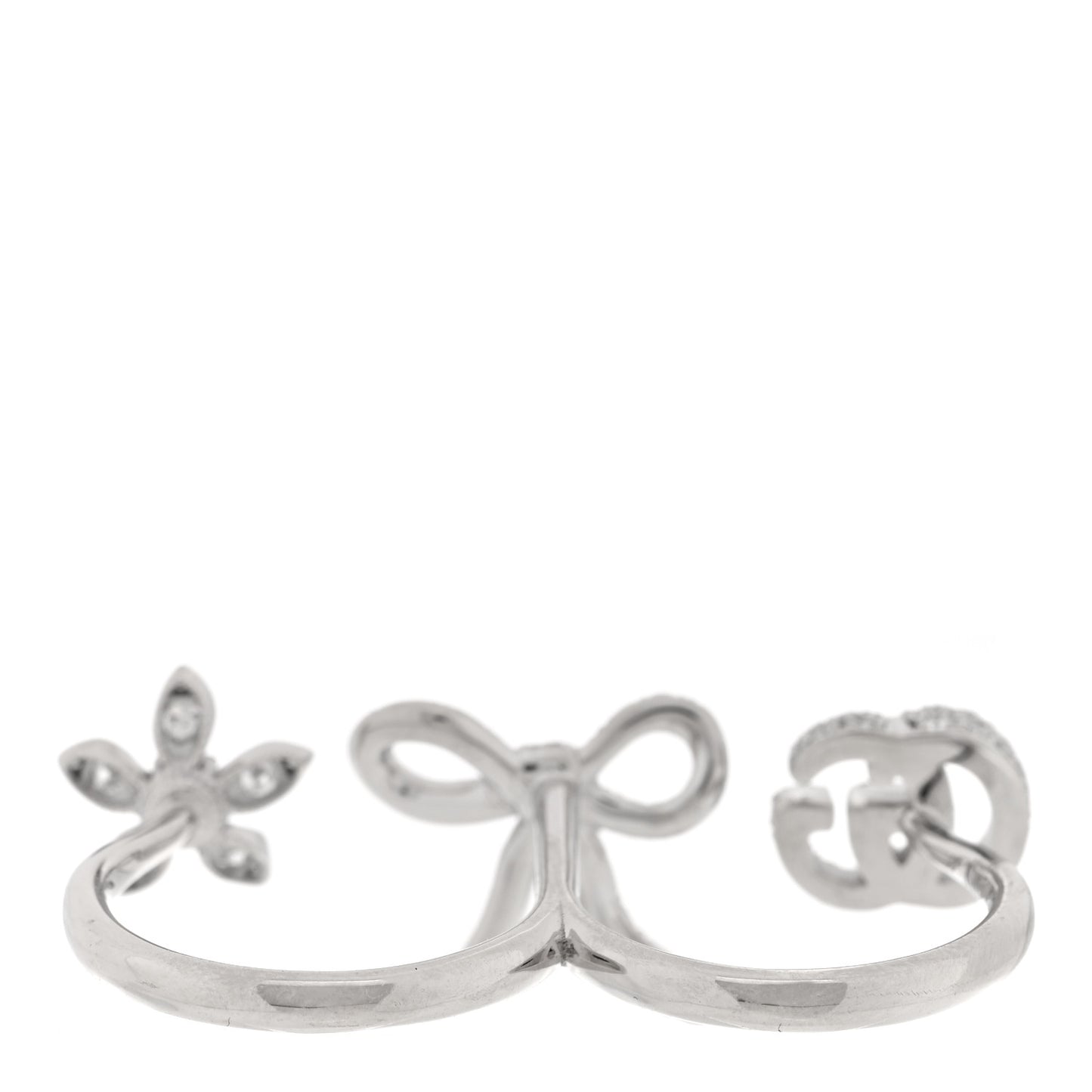 18K White Gold Diamond Flora Bow Flower Ring M