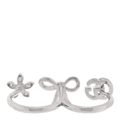 Gucci 18K White Gold Diamond Flora Bow Flower Ring M 3 of 5
