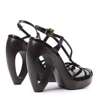 Louis Vuitton Lizard Suede Sandals 36.5 Black 4 of 8