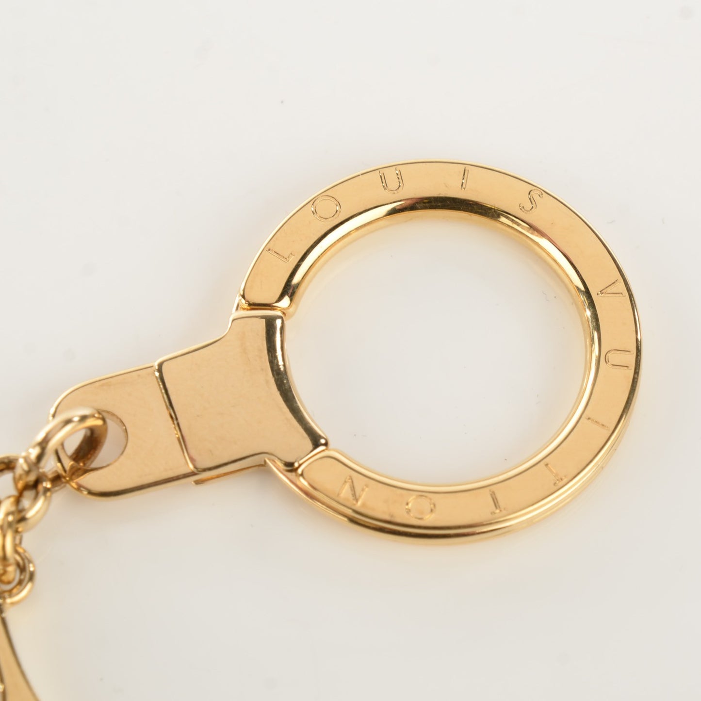 Brass Enamel Fleur De Monogram Bag Charm Chain Gold