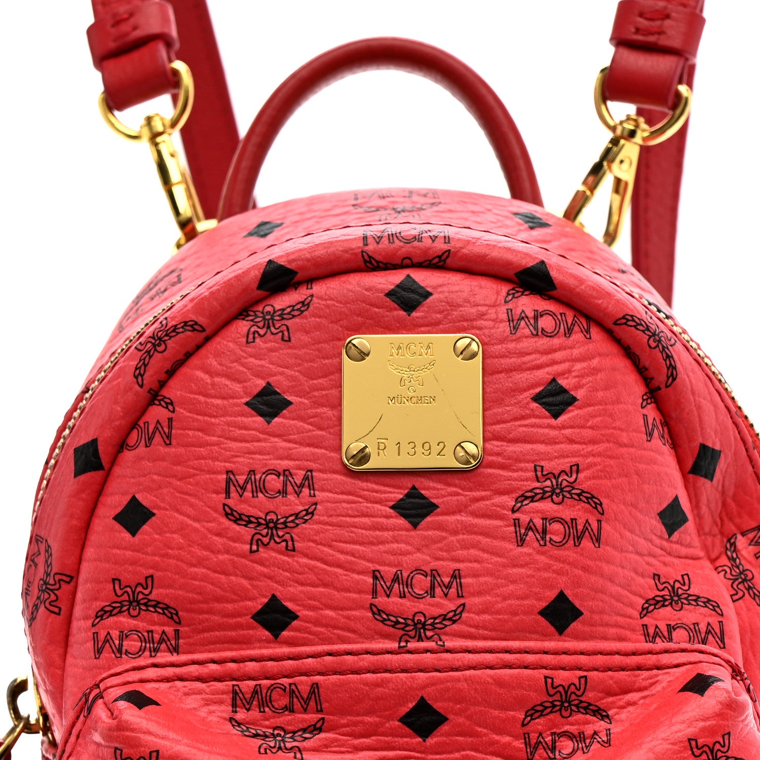 MCM Visetos Side Stud X-Mini Stark Bebe Boo Backpack Corail