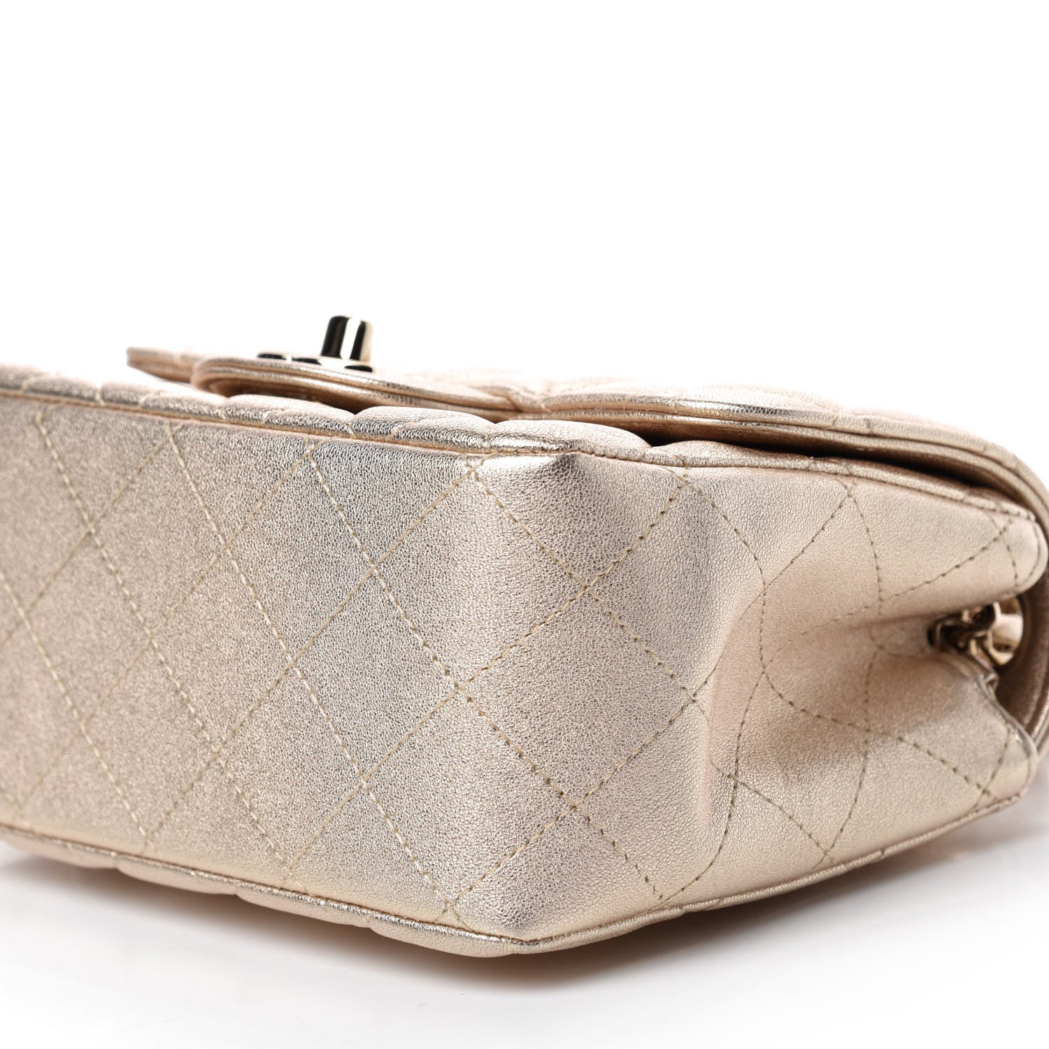 Chanel Metallic Lambskin Quilted Mini Square Flap Gold 7 of 11