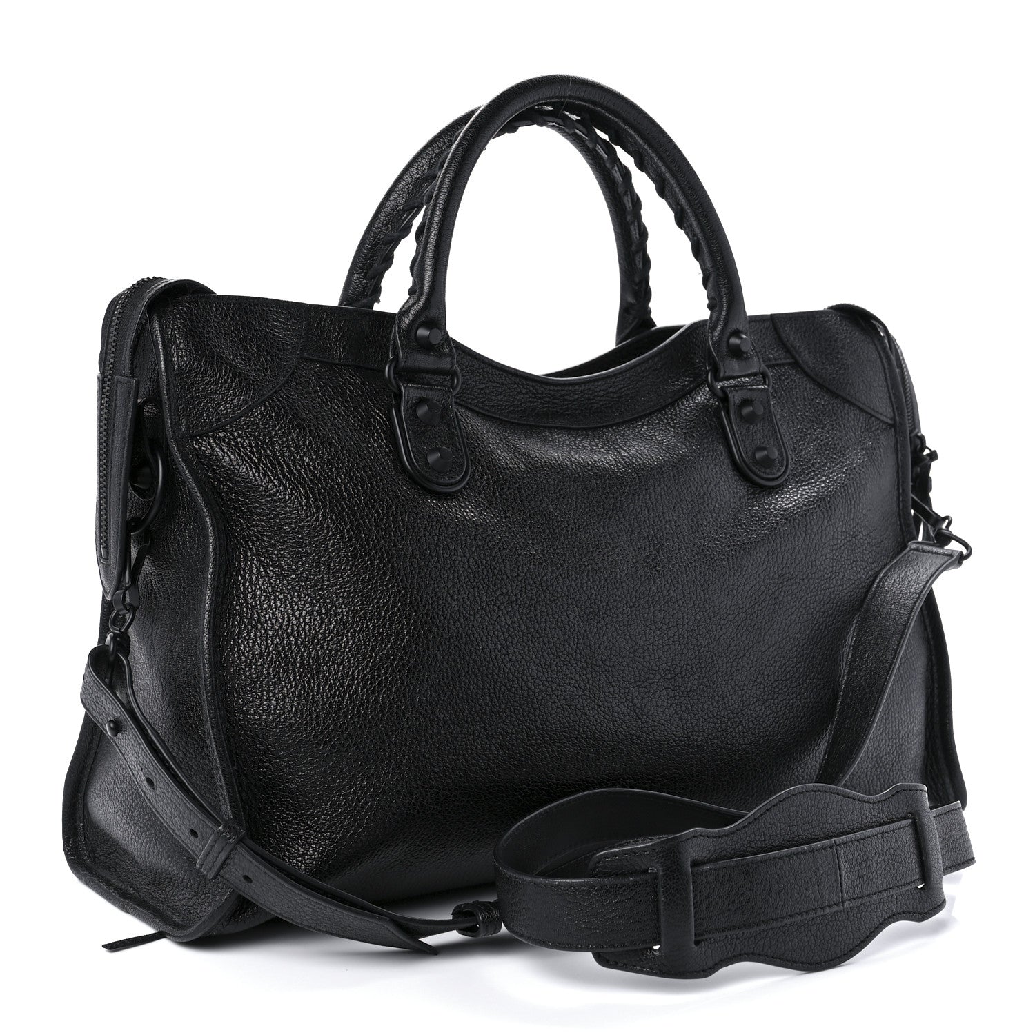 Balenciaga Shiny Grained Goatskin Black Metallic Edge City Black 3 of 9