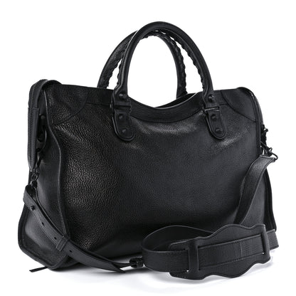 Balenciaga Shiny Grained Goatskin Black Metallic Edge City Black 3 of 9