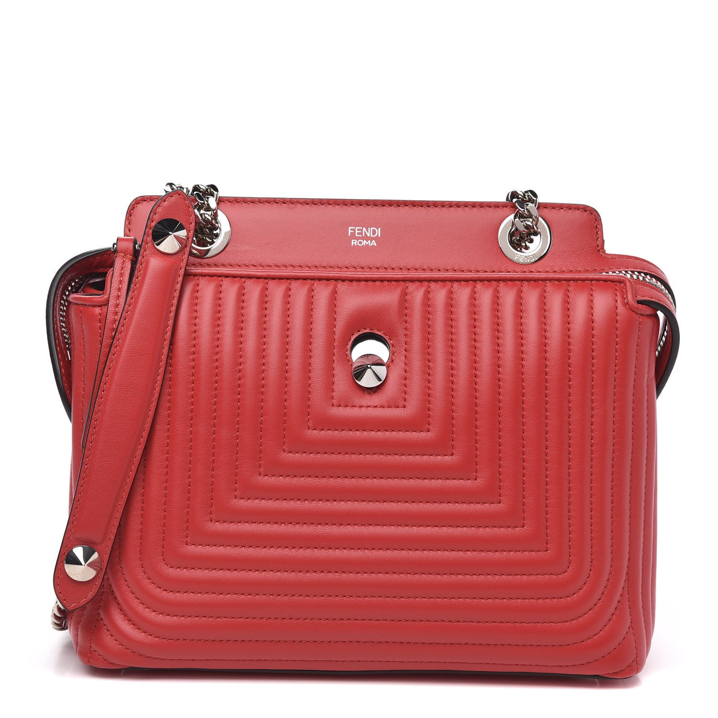 Shiny Nappa Trapuntata Small DotCom Click Chain Satchel Rojo
