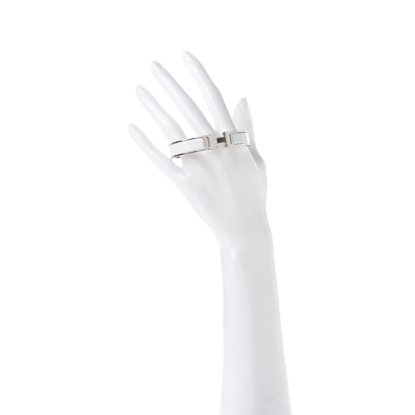Enamel Narrow Clic Clac H Bracelet GM White