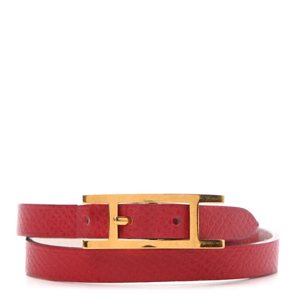 Hermes Epsom Reversible Behapi Double Tour Bracelet XS Rouge Garance White 1 of 5