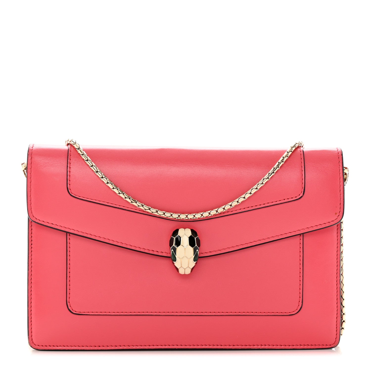 Bulgari Calfskin Serpenti Forever Chain Wallet Reef Coral 1 of 25
