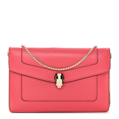 Bulgari Calfskin Serpenti Forever Chain Wallet Reef Coral 1 of 25