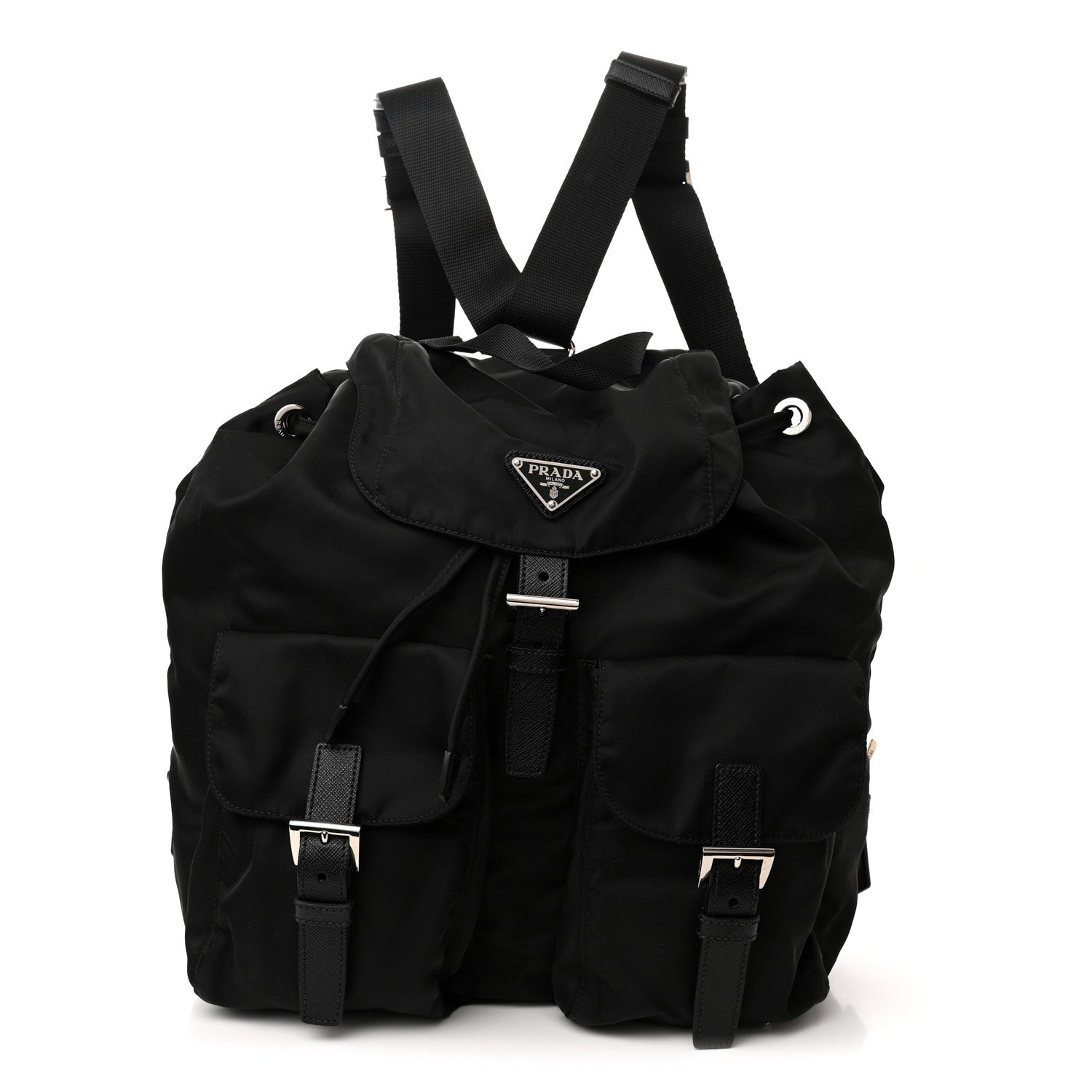 Prada Tessuto Nylon Saffiano Medium Backpack Black 1 of 9