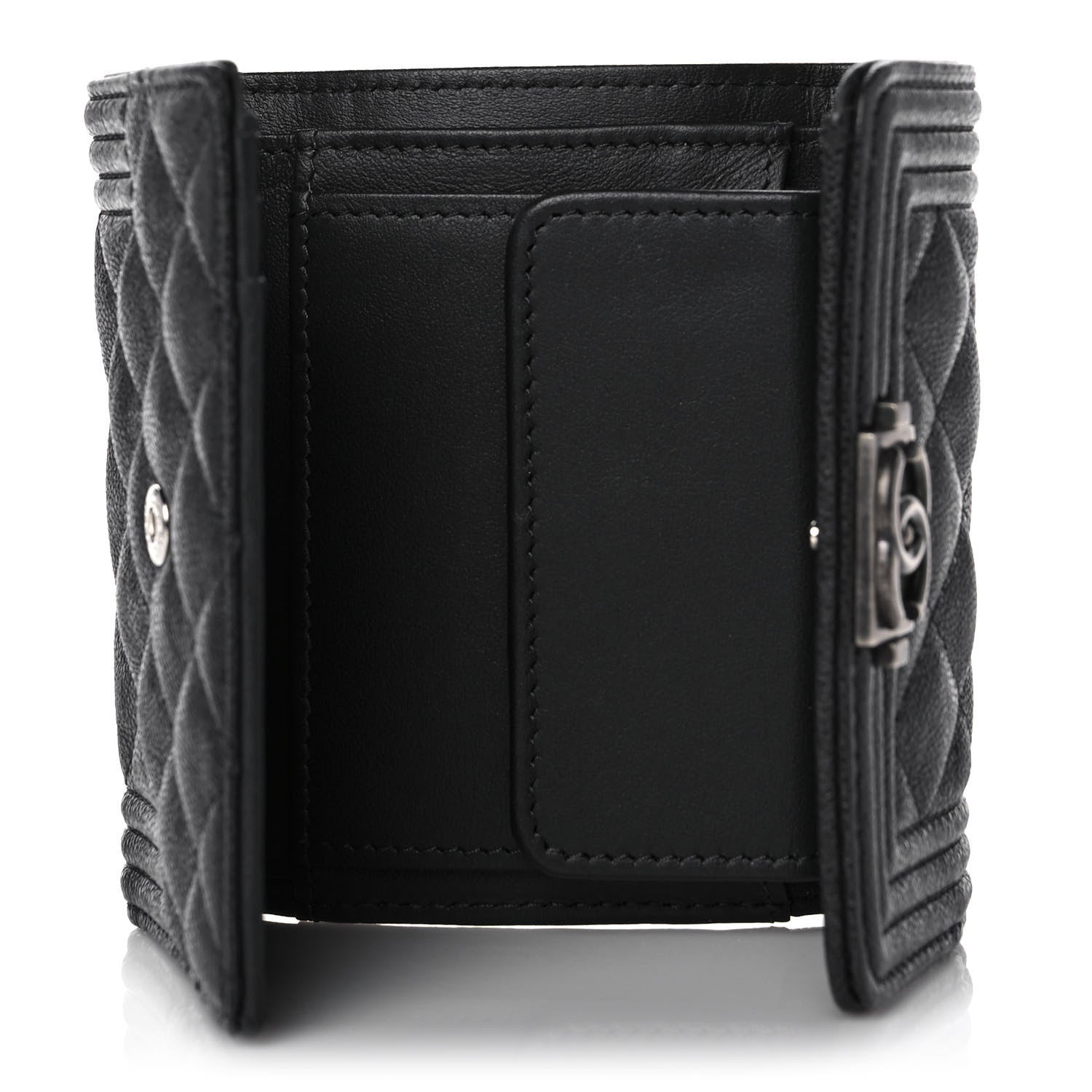 Chanel Caviar Quilted Compact Boy Wallet Anthracite 5 of 10