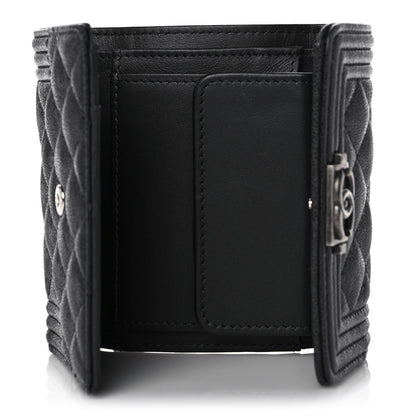 Chanel Caviar Quilted Compact Boy Wallet Anthracite 5 of 10