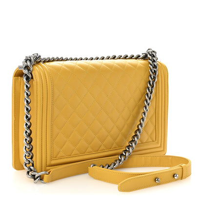 Chanel Lambskin Quilted New Medium Boy Flap Yellow 3 of 10