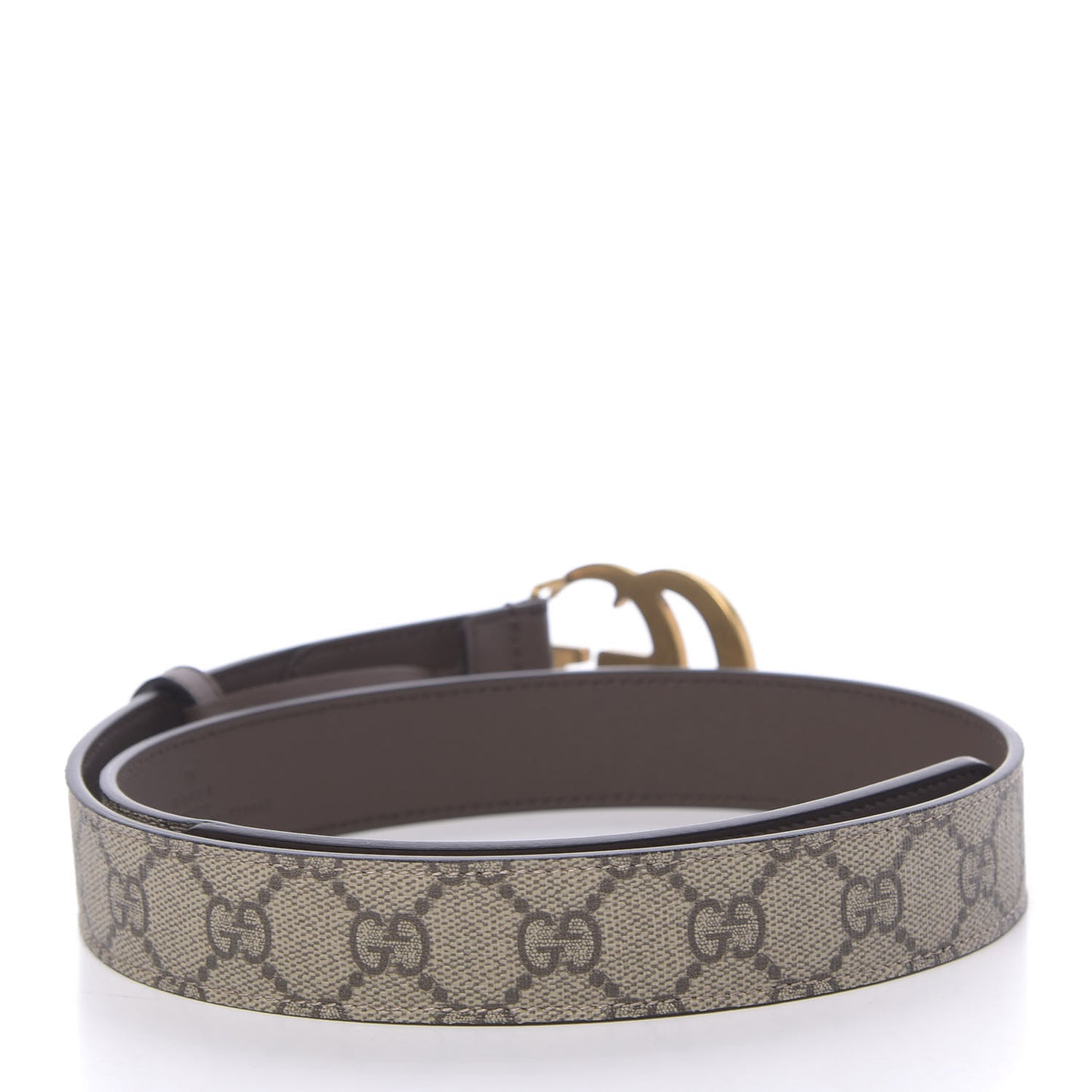 GG Supreme Monogram Matte Plutone Calfskin Double G 30mm Belt 80 32 Beige Ebony New Acero
