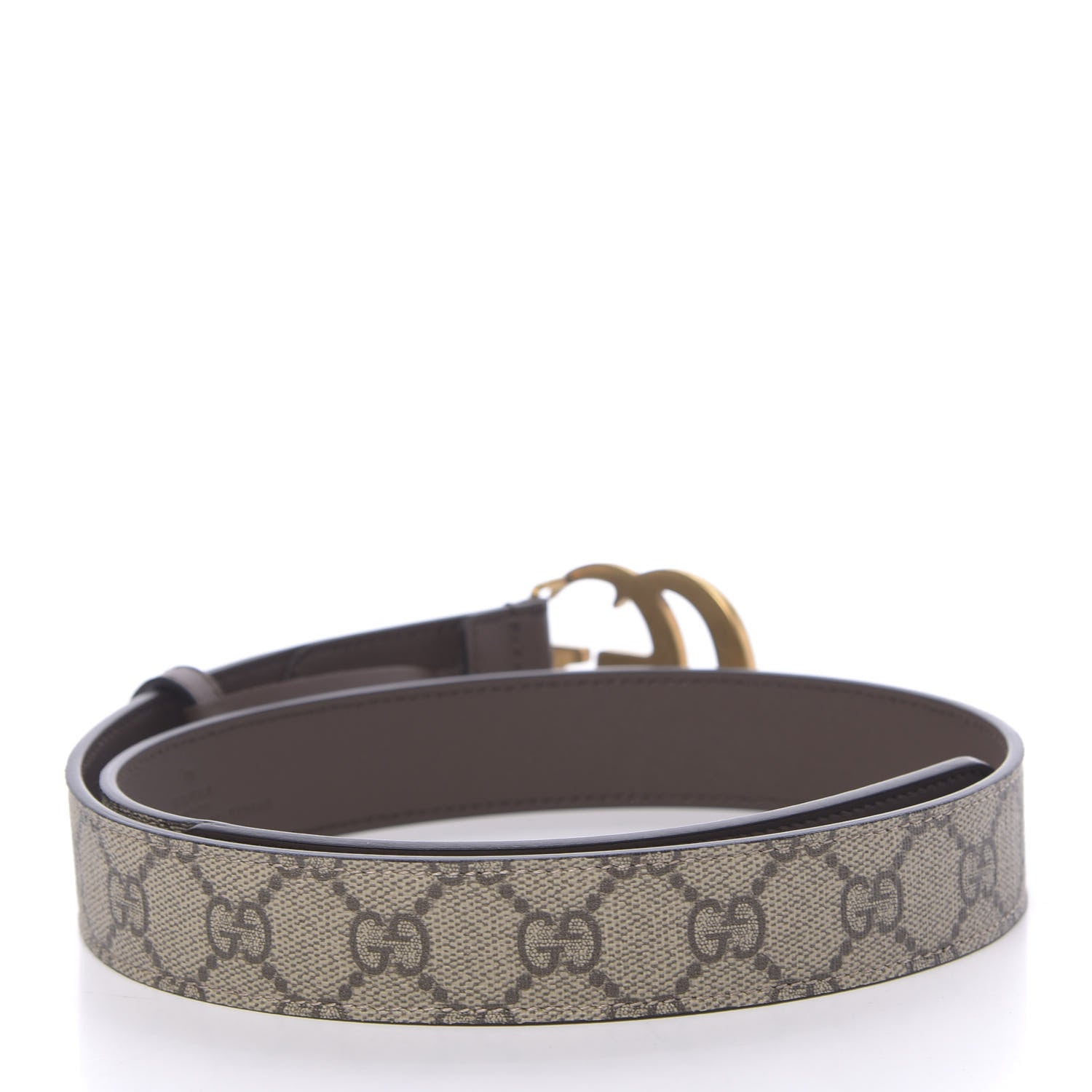 Gucci GG Supreme Monogram Matte Plutone Calfskin Double G 30mm Belt 80 32 Beige Ebony New Acero 2 of 6