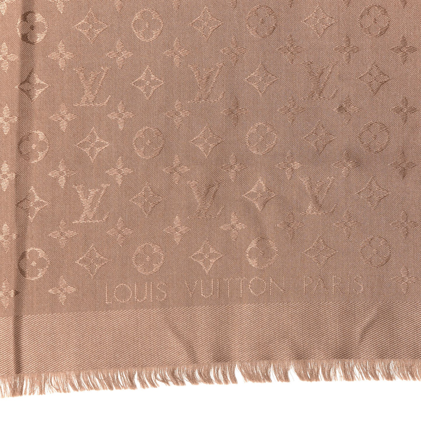 Silk Wool Monogram Shawl Cappuccino