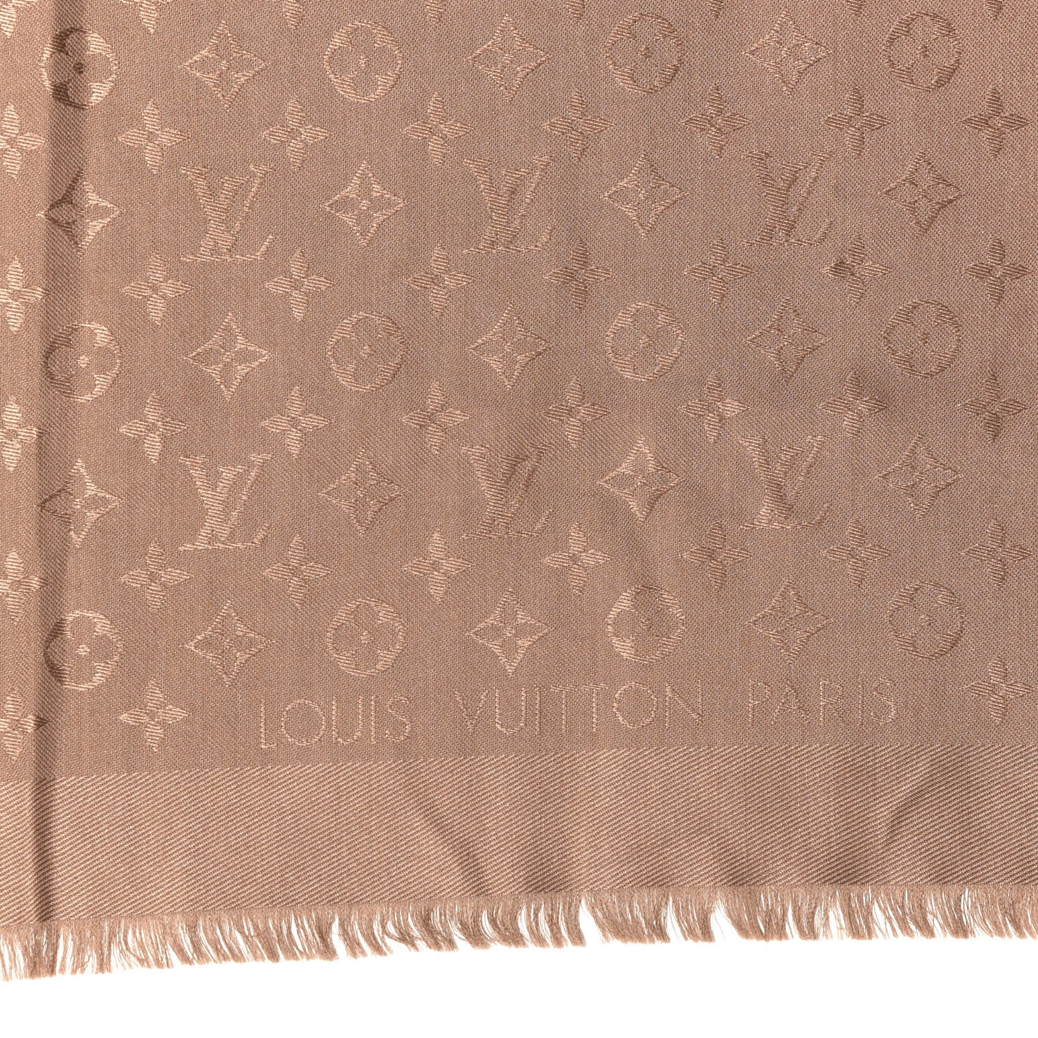 Louis Vuitton Silk Wool Monogram Shawl Cappuccino 2 of 3