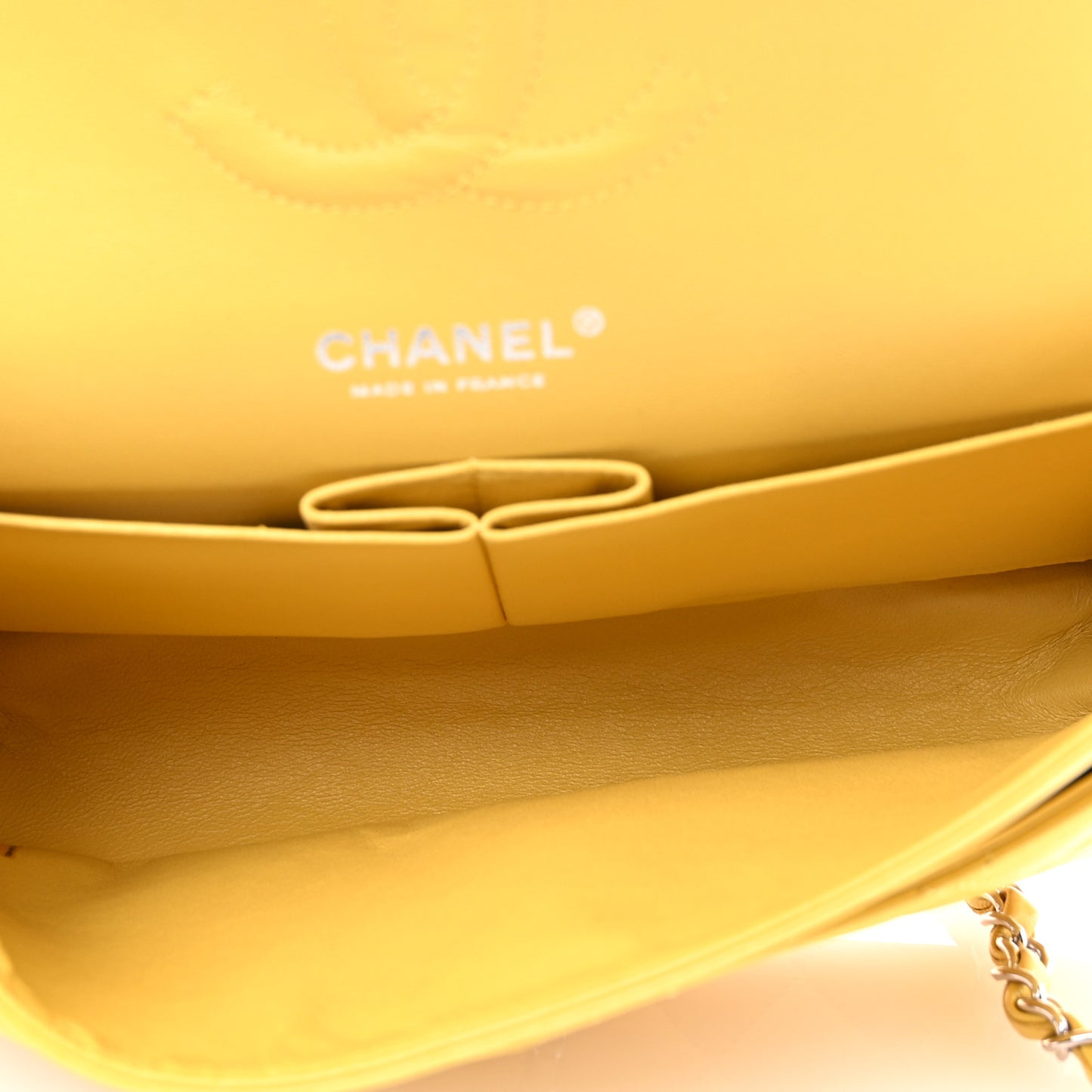 Lambskin Quilted Medium Double Flap Yellow