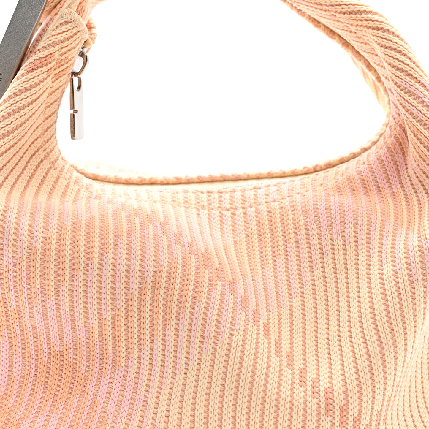 Canvas Knitted Check Mini Peg Duffle Bag Sherbert