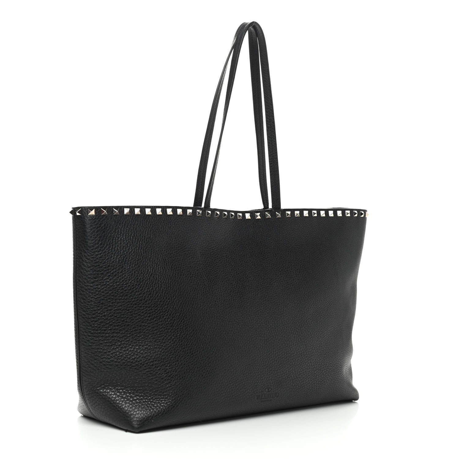 Valentino Garavani Grained Calfskin Rockstud Shoulder Tote Black 3 of 12