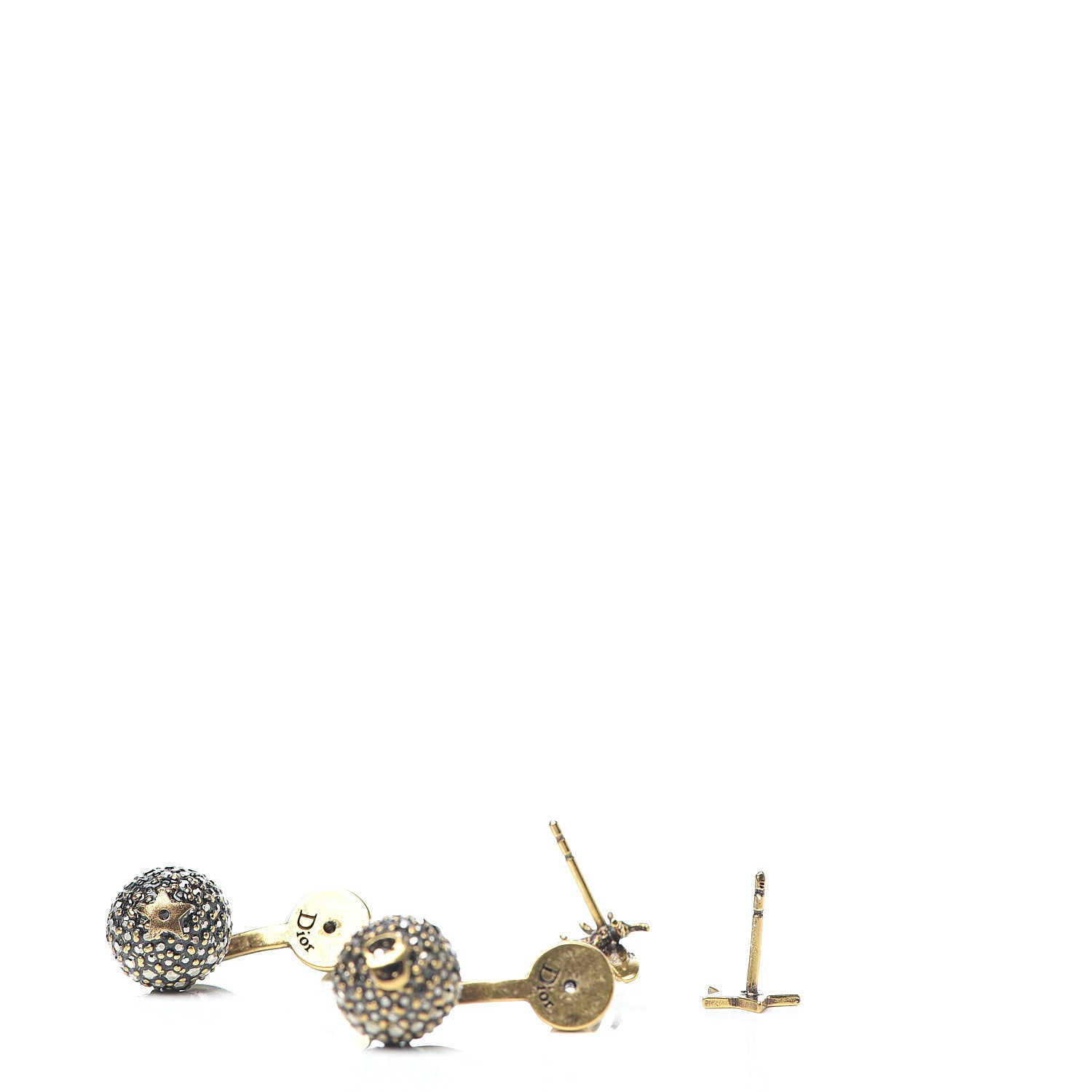 Christian Dior Metal Bee Star Tribale Earrings Aged Gold 3 of 5