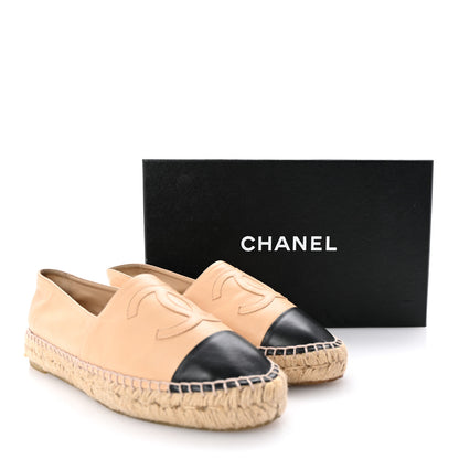 Chanel Lambskin CC Espadrilles 38 Beige Black 11 of 11